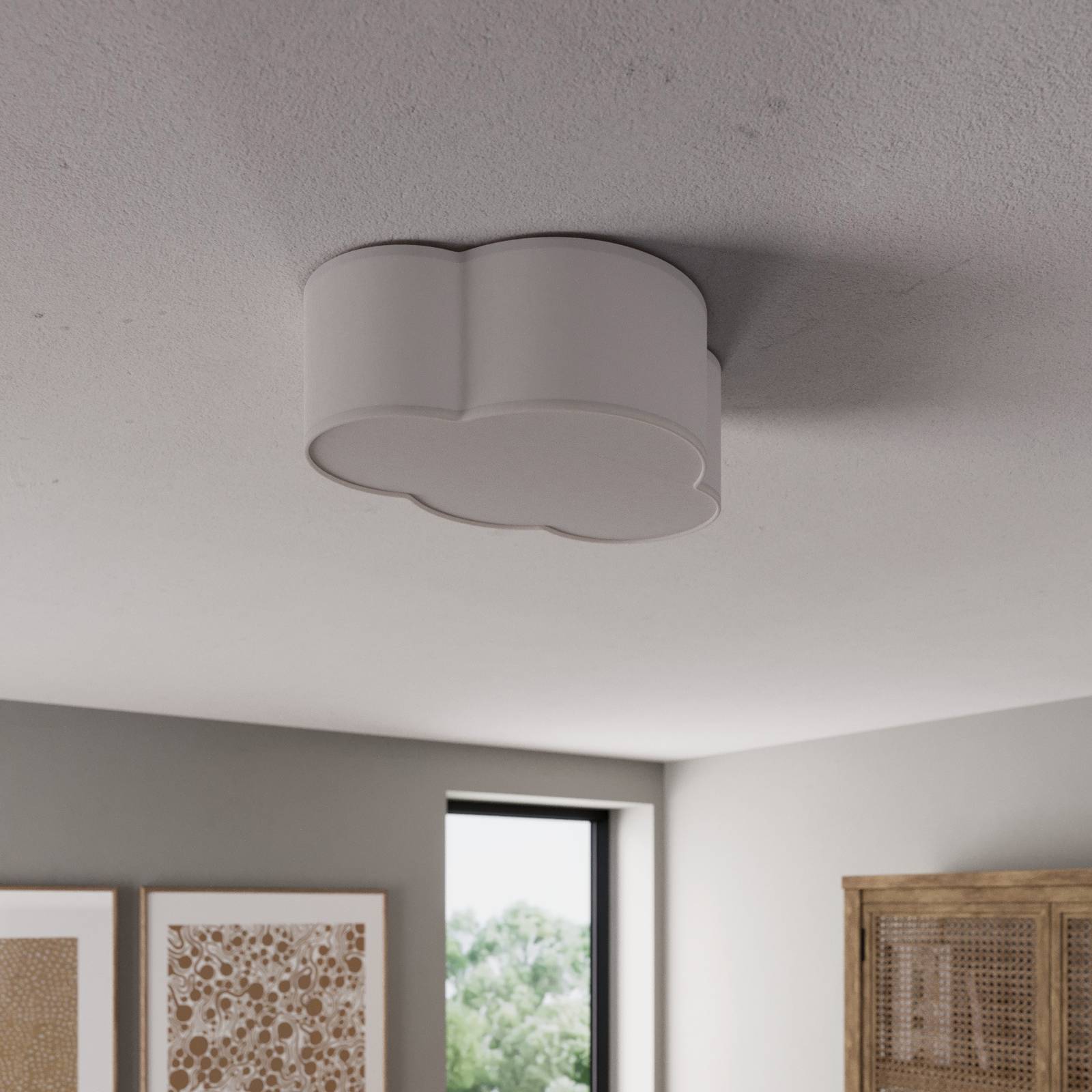 Ceiling Light Cloud TK Lighting, dimmable, Alu / grey / zinc, Living / Dining Room, Textile / fabric / silk, Young Lifestyle, Ceiling Light