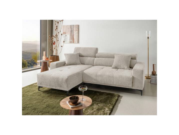 Livetastic Ecksofa Orio, Natur, Metall, Uni, 4-Sitzer, Füllung: Schaumstoff, Ottomane links, L-Form, 250x183 cm, Liegefunktion, seitenverkehrt erhältlich, USB-Anschluss, elektrischer Sitzvorzug, USB-C-Anschluss, Wohnzimmer, Sofas & Couches, Wohnlandschaften, Ecksofas