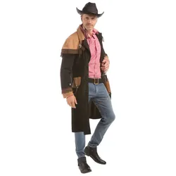 Mantel "Cowboy" für Herren, schwarz/braun