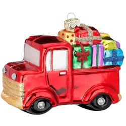 Inges Magic & Goodz Christbaumschmuck Glas LKW Transporter Geschenke Weihnachtskugeln Fahrzeug Auto