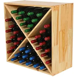 PROREGAL Modulares Weinregal VINCELLAR MOD | HxBxT 60x60x30cm | Kreuz Modul für 40 Flaschen | Massives Kiefernholz | Natur | Flaschenregal