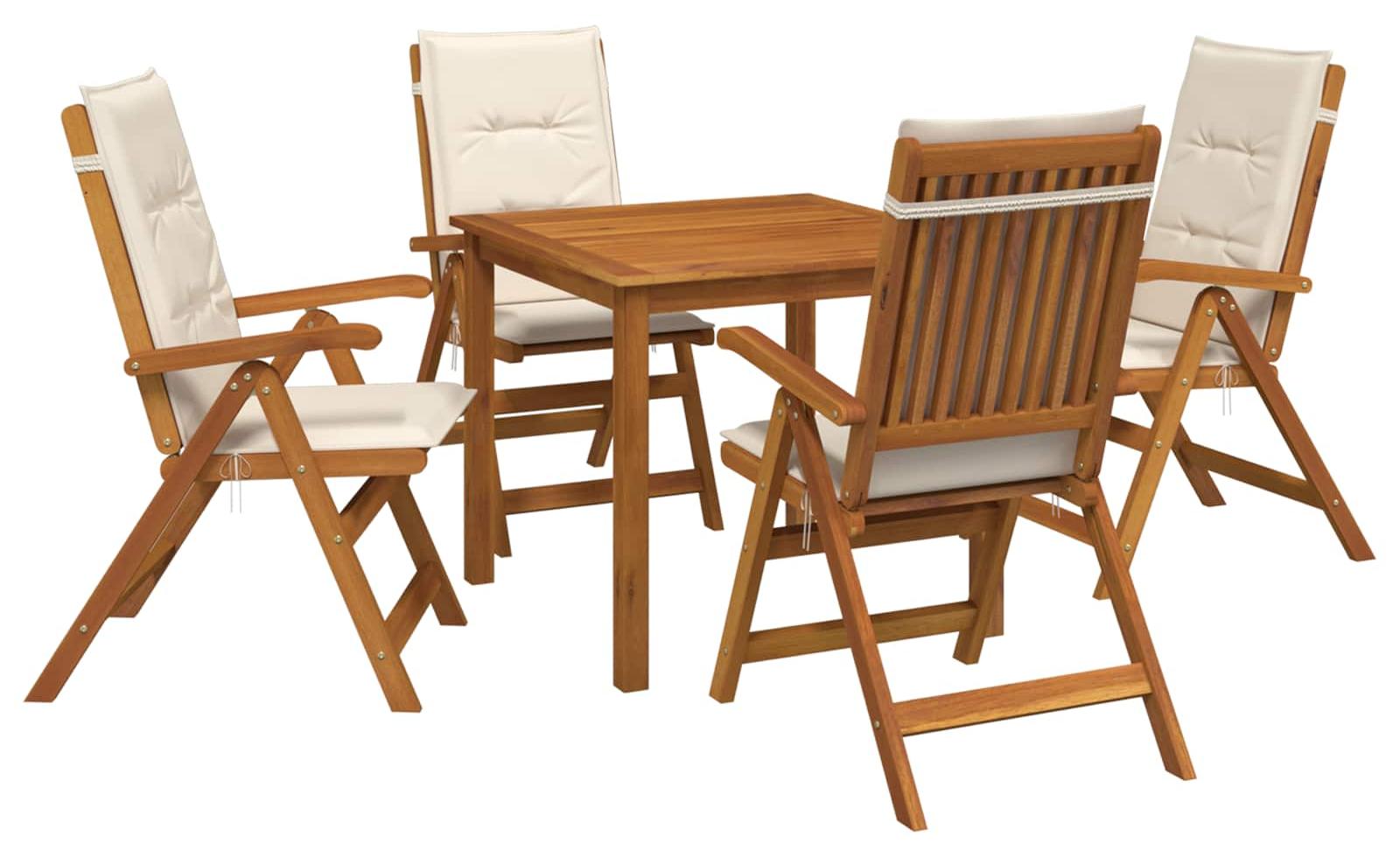 5-teiliges Garten-Esszimmer-Set Natur Massivholz Akazie