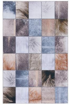 SAFAVIEH Faux Hide Machine Washable Slip Resistant Aysan Rustic Patchwork Rug