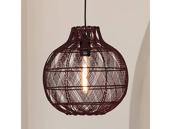 Suspension Ø 35cm Rouge/Rouge bourgogne Fer anodisé Bambou E27