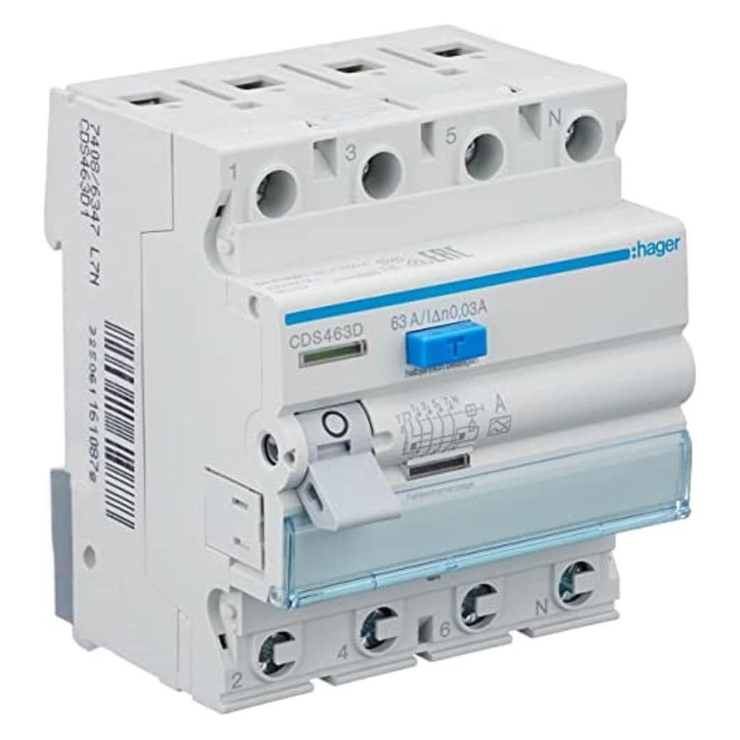 Hager FISchutzschalter 4pol.63A/30mA 6kA QC (CDS463D)