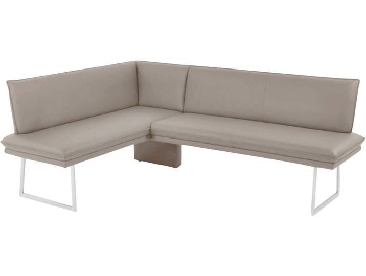 Eckbank, Leder Longlife BRONCO, Grau, 145×60 cm, Langer Schenkel Rechts, K+W-Polstermöbel