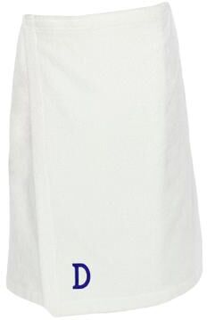 Authentic Hotel and Spa Turkish Cotton Terry Monogrammed White Men's Spa and Shower Towel Wrap