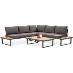 GARTENSET Madison mit Ecksofa und Kaffeetisch, Modulares Set, Metallbeine, Dunkelgrau