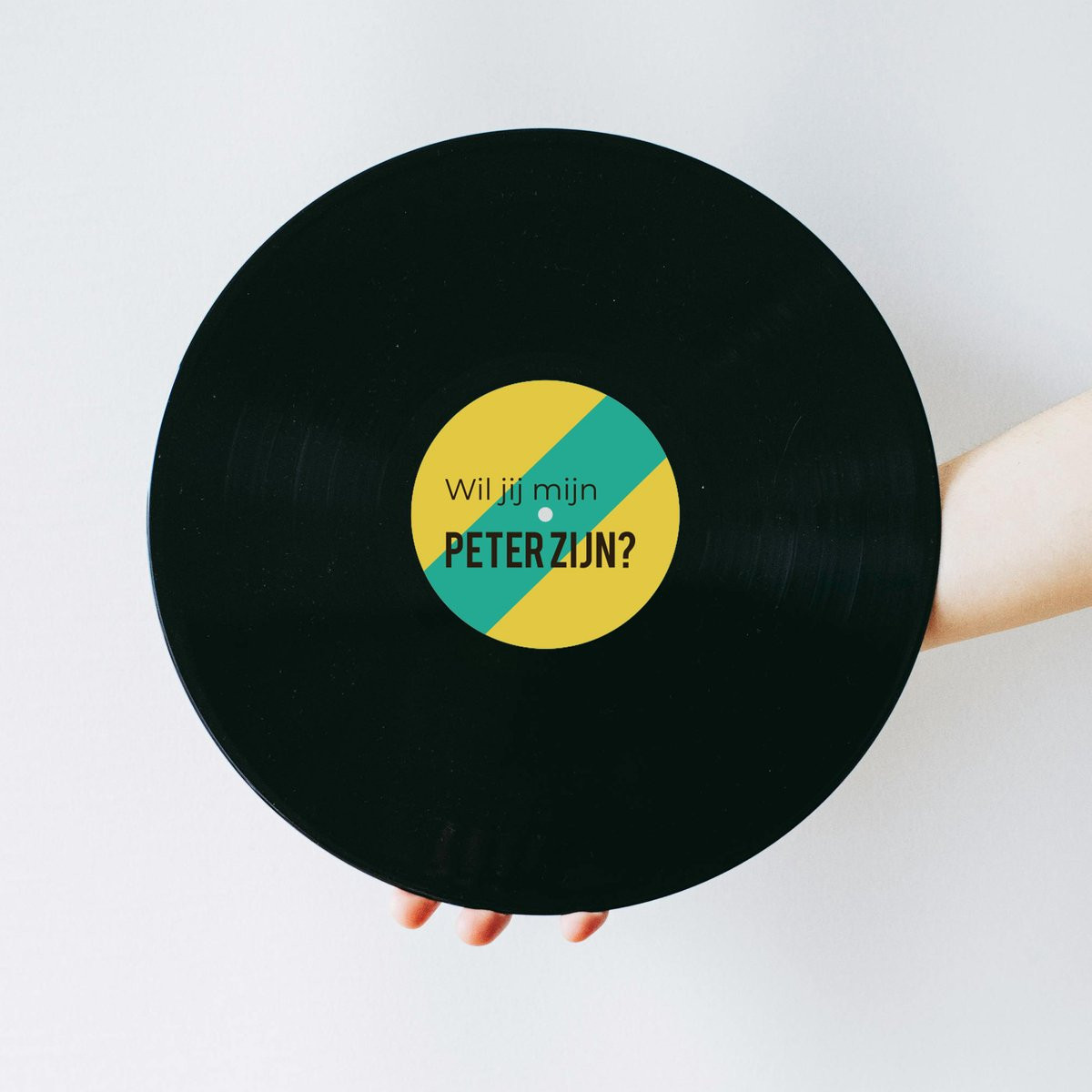 Vinylplaat met Colorful Green Design - Wil jij mijn peter zijn - Muziek cadeau voor Peter
