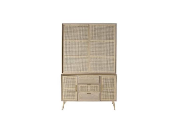 Armoire - PEGANE - Bois paulownia - 4 portes - 3 tiroirs - 3 étagères