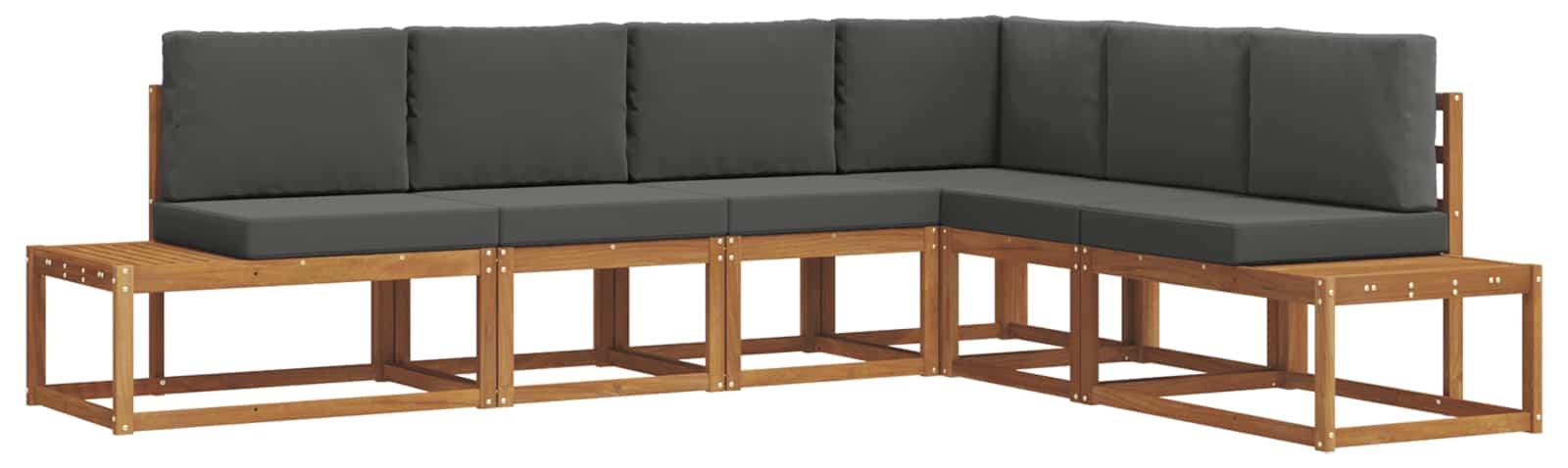 vidaXL 6 stk. Outdoor-Sofagarnitur Massives Akazienholz und Polyester