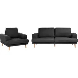 SOFA-SET 4-Sitzer Stoff Schwarz Kildal