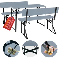 Stagecaptain BBDL-119 GY Hirschgarten Bierzeltgarnitur mit Lehne für Balkon 119 cm Grau
