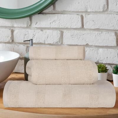 Quick-Dry Ribbed 3-Piece Cotton Towel Set by Superior