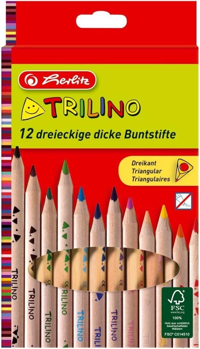 herlitz Dreikant-Buntstifte Trilino, 12er Karton-Etui