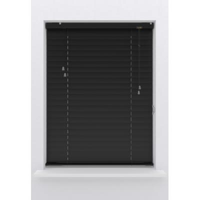 Jalousie MY HOME "Amalia", schwarz (schwarz, schwarz, schwarz), B:220cm H:180cm, Jalousien, 50mm Lamellen aus Aluminium-Matt, Bedienung durch Schnurzug