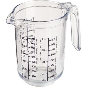 Westmark Messbecher Gerda 30682270, Messkanne aus Kunststoff, mit ccm / Liter und Gramm Skala, 1 Liter