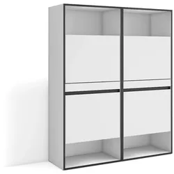 SKRAUT HOME Schuhschrank, Space-Saving Cabinet, 120x35x145 cm, Schlafzimmer, Kleiderschrank, Modern Style, Weiß _ 459_33
