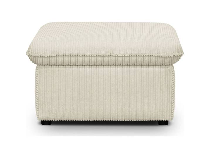 Pouf coffre de rangement en velours côtelé beige