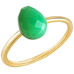 Jamelli Ring Silber 925 vergoldet mit echtem Chrysopras 8x6mm