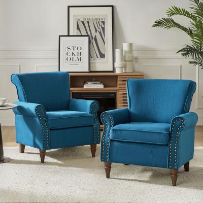 HULALA HOME Nyctelius Classic Upholstered Wingback Accent chair with Wooden Legs and Nailhead Trim