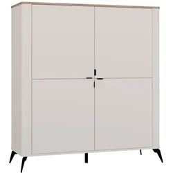 Kommode CORDOBA 4D Kaschmir Beige Eiche Castello Schrank 4 Türen 8 Regalböden Wohnzimmer