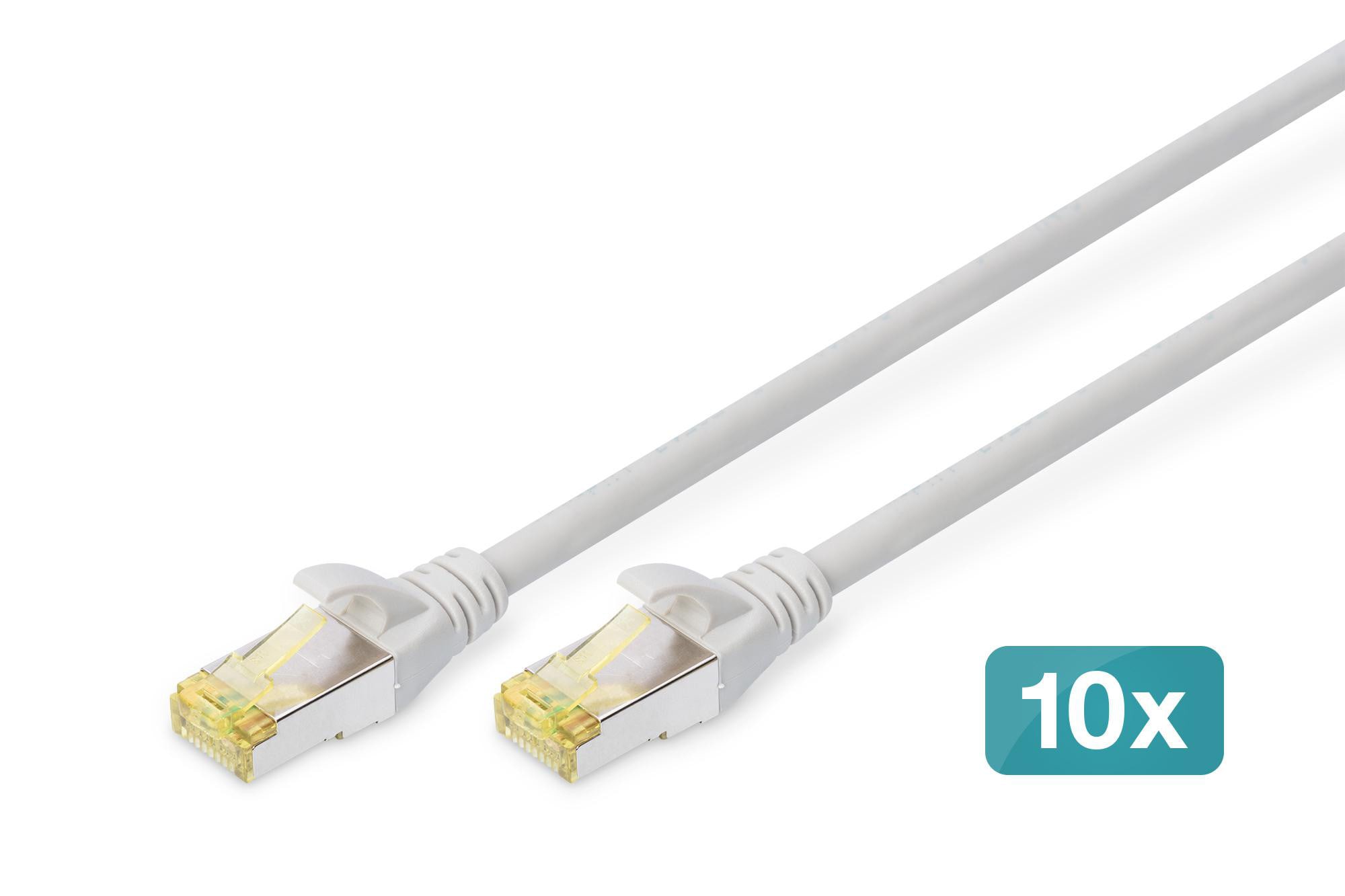 DIGITUS CAT 6A S/FTP Patchkabel 0.25m grau 10 Stück