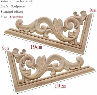 Uplift Picks Natural Floral Wood Carved Applique Decorative Trim For Furniture And Wall Decor 13