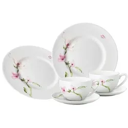 ROSENTHAL Jade Magnolie Frühstücks-Set 6tlg. 2x Teller, 2x Tasse, 2x Untertasse