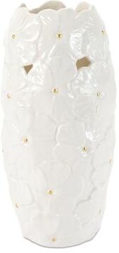 Melrose International White Floral Embossed Ceramic Vase (Set of 2)