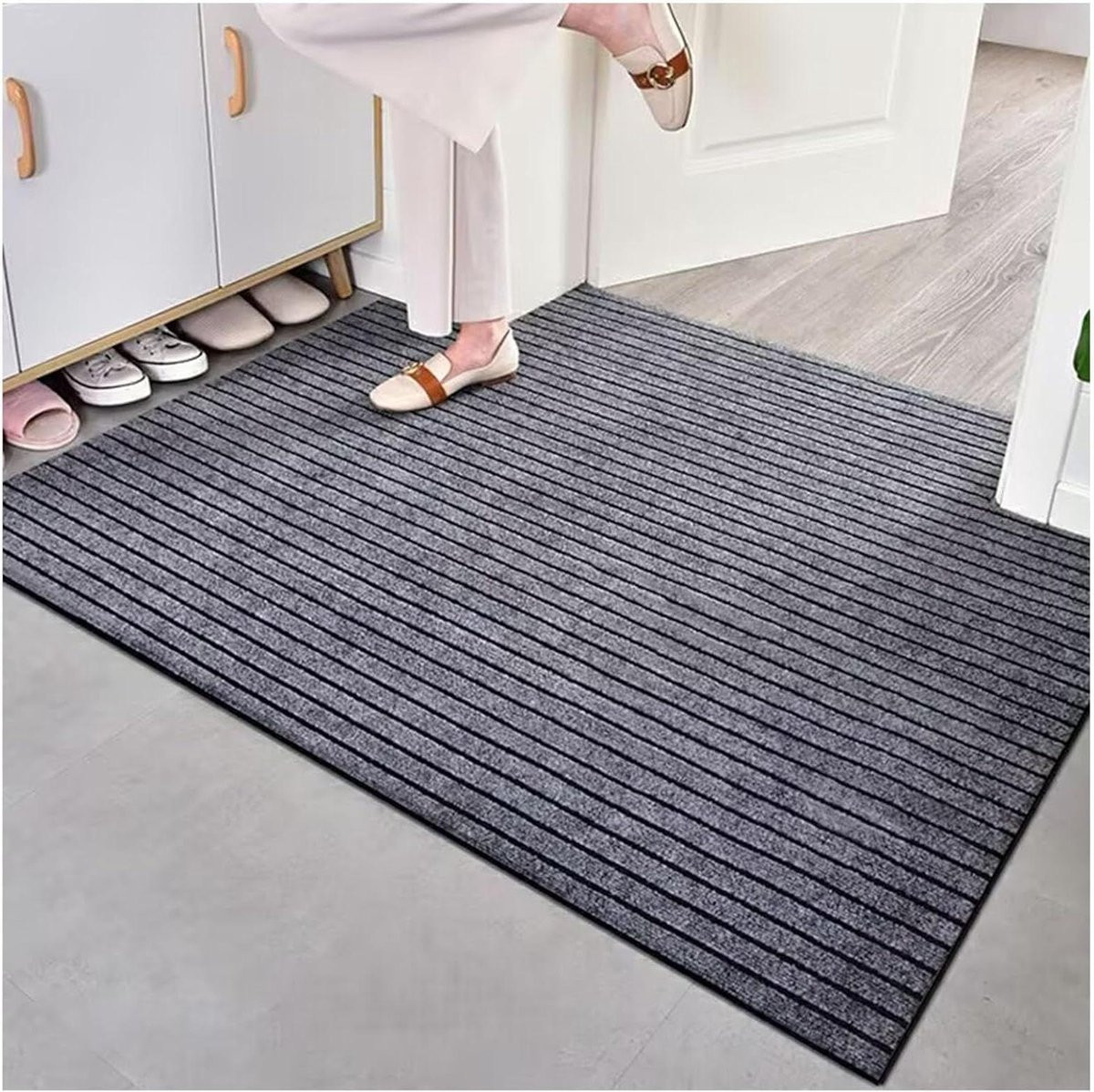 Grijs Antislip Deurmat Binnen - Machinewasbare Schoonloopmat - 100 x 140 cm
