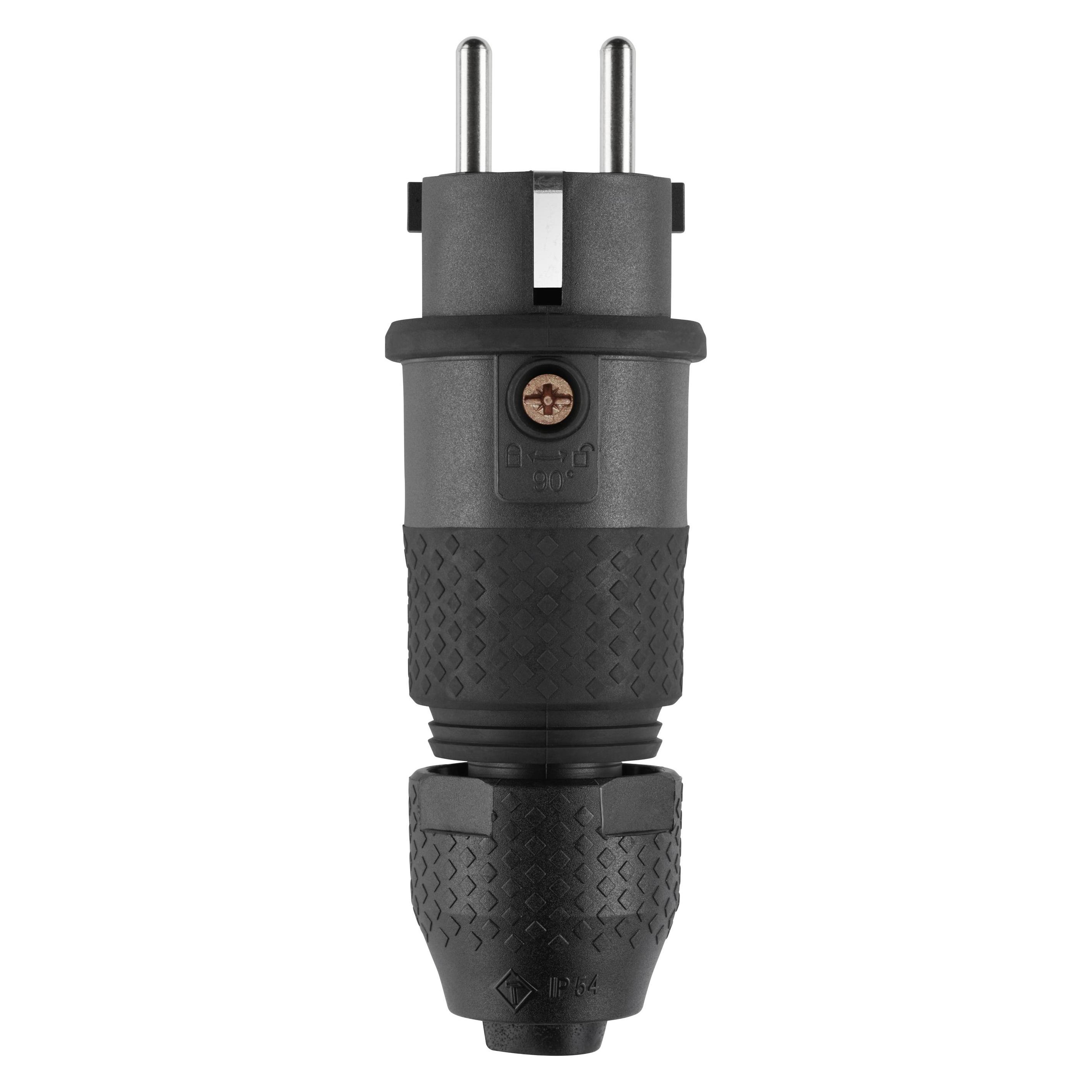 ABL Professional Stecker 100000068 schwarz mit schwarz gummierter Grifffl. (CEE 7/7) (100000068)