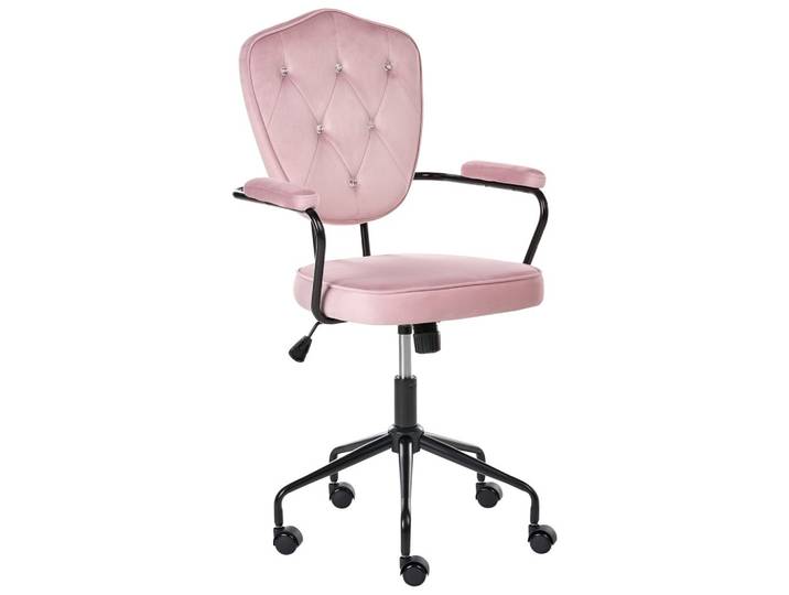 SCHREIBTISCHSTUHL Samtstoff Pastellrosa Velisse