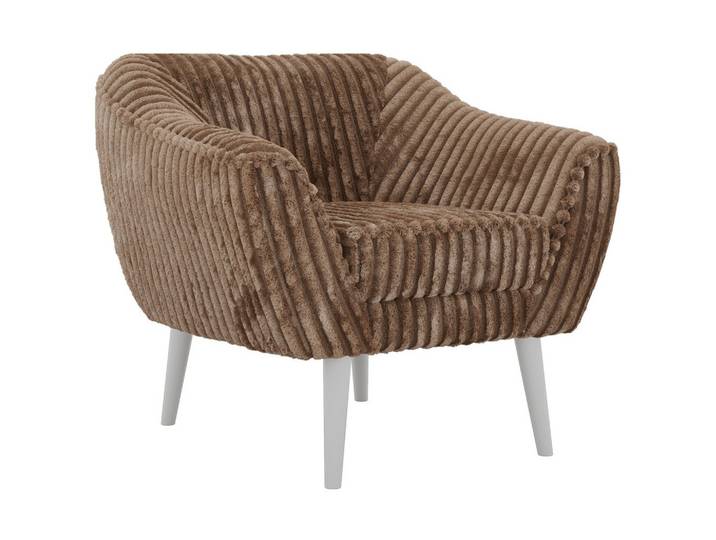 SESSEL PIRS - Braun Cord - Weiße Beine