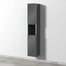 Sanipa 3way Hochschrank mit 2 Türen und 1 offenem Fach, Anthrazit-Glanz BS11279