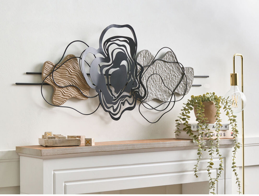 Metro Handmade Abstract Iron Wall Decor Grey;Brown;Black 48cm H X 115cm W