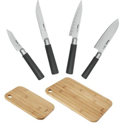 Messer-Set METALTEX "Asia", schwarz (natur, schwarz, silberfarben), Edelstahl, Kochmesser-Sets