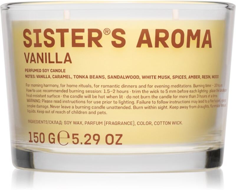 Sister's Aroma Candle Vanilla bougie parfumée 150 g