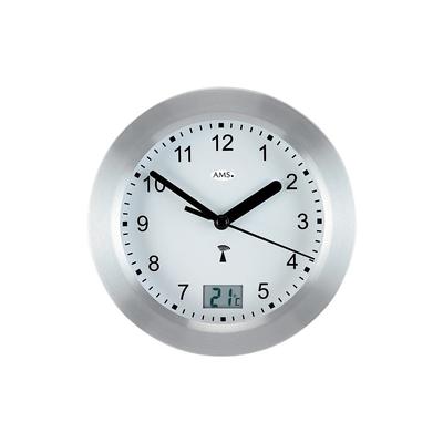 Funkwanduhr AMS "F5923", silber (silberfarben), Wanduhren, Ø 17cm, Quarzuhr,Wohnzimmer,Esszimmer,Küche,Arbeitszimmer,Büro, Flur