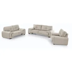 SITZGARNITUR Omega, zwei Sofas und Sessel, aus Kunstleder, Beige