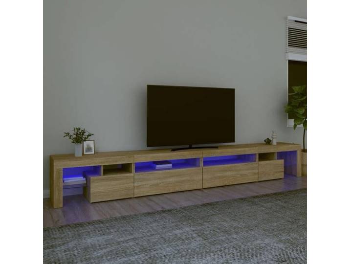 Meuble TV avec Lumières LED Centre de Divertissement Rangement Meuble Média Meuble de Salon Salle de Séjour Maison 3152804