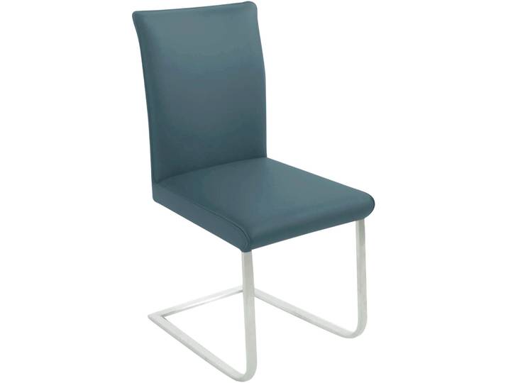 Freischwinger, Edelstahl, Blau Topas 54, 47×99×62 cm, Mit Sattlernaht, K+W-Polstermöbel