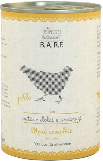 DRCLAUDERS BARF Dr.Clauder's B.A.R.F. Dog Lattina 400G POLLO CON PATATI DOLCI E ASPARAGI