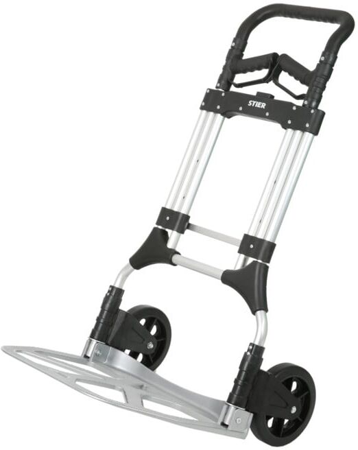 Diable Premium en aluminium STIER, pliable 200 kg, 11 kg, réglage en hauteur, chariot de transport, diable de travail (904409)
