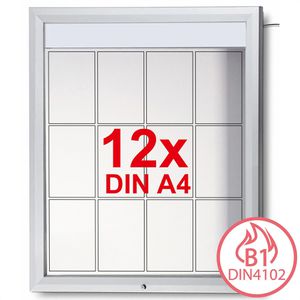 Showdown-Displays Schaukasten T-Linie LED B1 außen, 12 x A4, magnetisch, abschließbar, schwer entflammbar