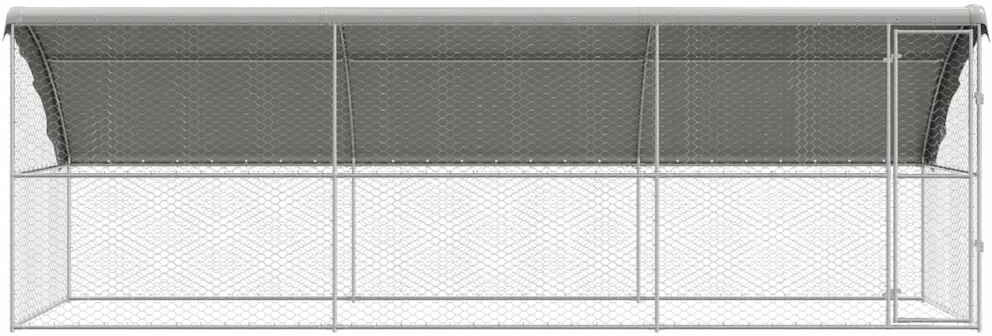 Metro Dog Kennel With Storage Silver Galvanised Steel Outdoor Housing Shelter Silver