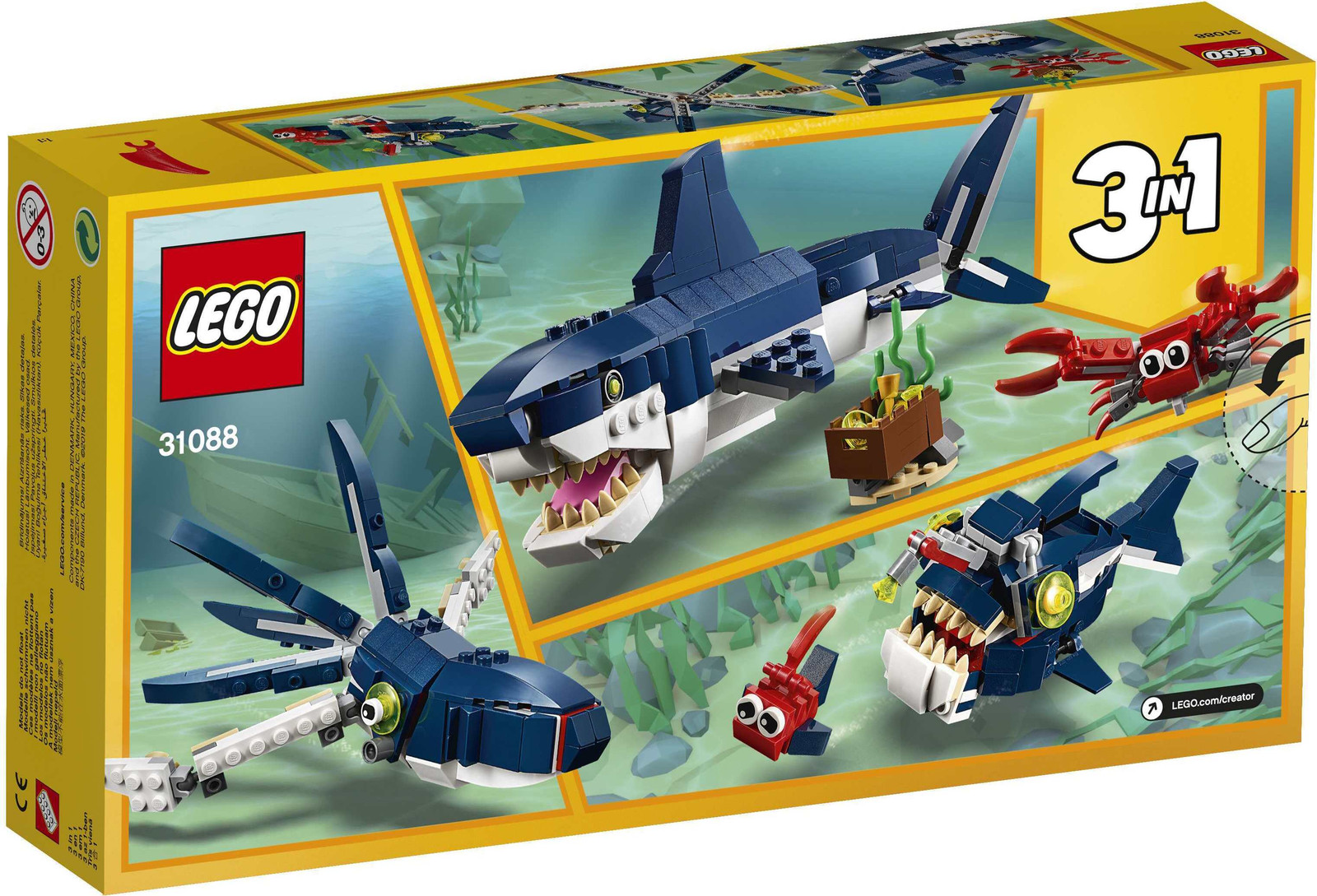 LEGO Creator Bewoners van de diepzee speelgoedset met zeedierenfiguren 31088
