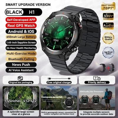 Uplifted Finds 2025 GPS Elite Sports Smartwatch   Bluetooth Call & Fitness Tracker   Executive 650mAh Wellness Bracelet black Steel B 2a