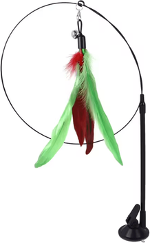 Inspire Curations FeatherChase Suction Cup Bird Teaser Wand Cat Toy feather