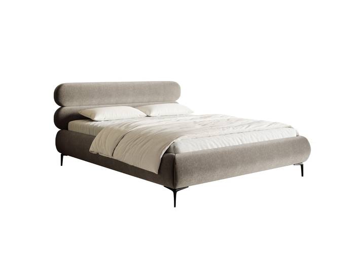 Gepolstertes Bett 160x200 cm Roule, grau-beiges Velours,